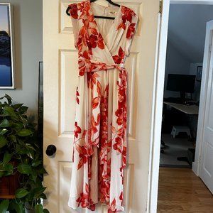 Eliza J White Red Floral Maxi Dress